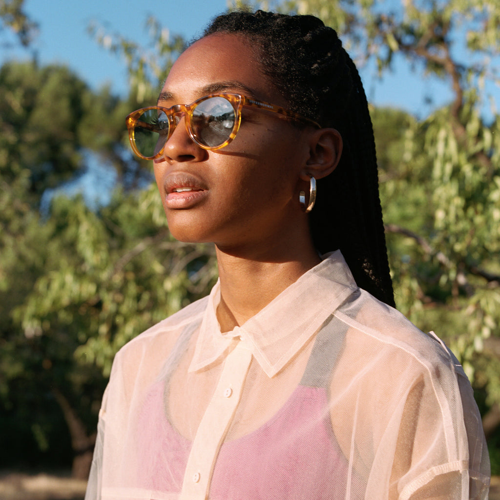 SHARP Tortoise frame + Blue lenses